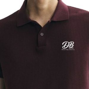 Polo en maille gaufrée ajusté pour homme, en coton premium texturé, manches courtes, tenue décontractée, fabricant OEM ODM sur mesure - Product Image 3