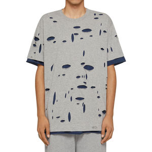 Distressed Oversized Blank 100% Cotton <b>Canvas</b> Breathable Regular Fit Vintage T-shirts for Men - Product Image 1