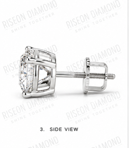 Premium Cushion Cut Solitaire Diamond <b>Stud</b> Earrings 18K White Gold Four Prong Bridal Office Wear Luxury Gifting Fine Jewelry - Product Image 4
