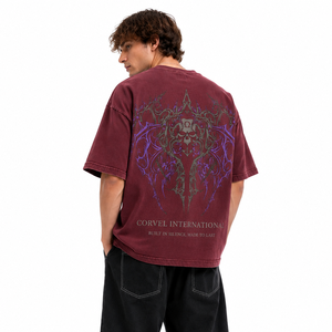 T-shirt graphique rétro gothique surdimensionné en coton pour homme avec motif au dos, impression DTG, col rond, streetwear décontracté pour l'été - Product Image 1