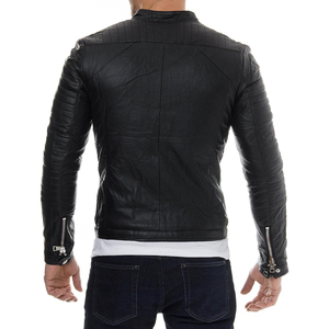 Mens Leather Fashion <b>Jacket</b> With Pockets Casual Street Style Faux Leather Coat Windproof Sustainable Outwear For Daily Use - Product Image 2