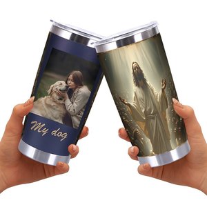 Stainless Steel Tumbler 20oz Double Wall <b>Insulated</b> Travel <b>Mug</b> With Jesus Design - Product Image 2