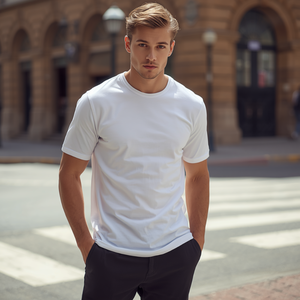 T-shirt imprimé anti-plis pour homme, coupe ample, taille unique, en Spandex/Polyester, avec poche, manches courtes, style décontracté streetwear, OEM - Product Image 1
