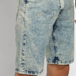 Custom Logo New Design Wholesale Men's Light Wash High Summer Straight Distressed Short Raw Hem Streetwear Denim Cargo Shorts - Product Image 6