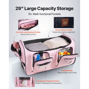 Sac de sport à roulettes durable de 29 pouces avec port USB et porte-vêtements réglable en hauteur pour la salle de sport - Product Image 3