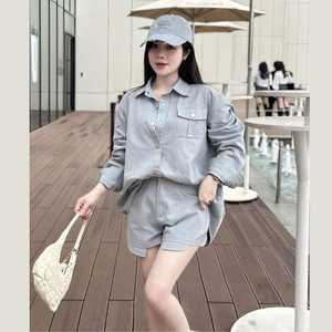 Women Summer Vacation <b>Outfit</b> Short Sleeve Top Short Pants Polyester Cotton Spandex Casual - Product Image 3