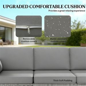 โซฟาคู่สีเทาวิลโลว์สำหรับสวนกลางแจ้ง เหมาะสำหรับระเบียงและลานบ้าน - Product Image 2