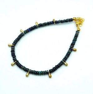 HAYAAT GEMS Natural Black Ethiopian Opal Welo <b>Fire</b> Luxury Beads Bracelet Roundel Beads Anniversary Gift for Unisex - Product Image 3