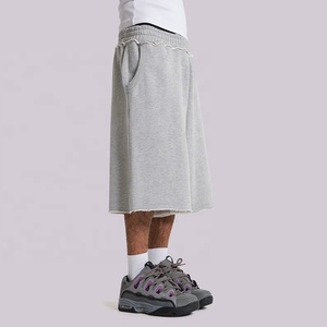 Shorts décontractés pour hommes, personnalisés, effet délavé, 100 % coton, longueur 3/4, style boardshorts amples, vente en gros - Product Image 1