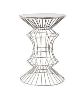 Otomana Moderna de Alambre de Hierro Negro con Tapa Blanca, Muebles Decorativos para Sala de Estar, Taburetes - Product Image 2