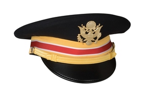 Casquette de cérémonie de haute qualité avec cordon blanc et or, visière noire et emblème - Product Image 3