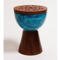 Brûleur d'encens indien en résine et bois de bambou, avec couvercle, motif boule dorée, élégant, pour aromathérapie, décoration religieuse, fait main, pour la maison, très demandé
