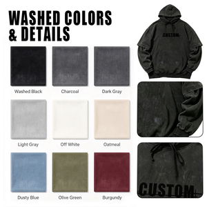 Sudadera con Capucha Personalizada OEM 100% Algodón, Estilo Vintage Lavado, para Hombre, Streetwear, Efecto Desgastado por el Sol, Doble Capa, Talla Grande, Sudadera Gruesa - Product Image 3