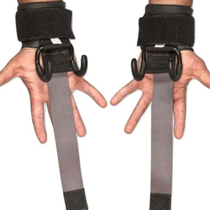 Ganchos de Alta Calidad Ajustables de Algodón y Cuero para Levantamiento de Pesas con Correa Elástica para Entrenamiento en Gimnasio - Product Image 3