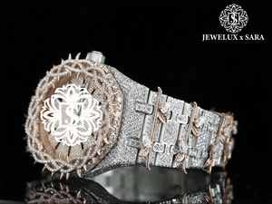 Relojes de Diamantes de Proveedor Indio, Esfera Azul, Totalmente Engastados, Estilo Antiguo, con Ventana de Cristal, Precio de Exportación - Product Image 4