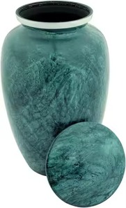 Urne funéraire en métal bleu avec hibou des champs en vol sur champ de fleurs sauvages, urne pour cendres d'adulte, personnalisée, durable, grande urne pour cendres humaines - Product Image 6