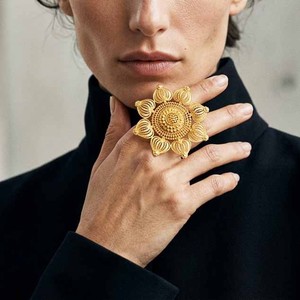 Wholesale Fashion Rings 14K18K24K Micron Gold Plated African & Dubai Style <b>Bridal</b> Finger Ring Forming Flower Design Finger Rings - Product Image 5