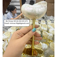 Copa de Vino Artesanal de Concha Marina con Tallo de Cristal Brillante, Vaso Decorativo, Proveedor de Vietnam, Copa de Vino de Concha Marina Natural