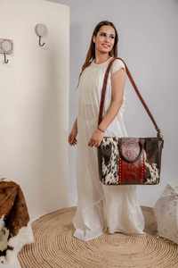 Bolso de Mano de Cuero Genuino de Lujo para Mujer, Estilo Bohemio Vintage, Diseño Floral, Cierre de Cremallera, Duradero, Estilo Occidental - Product Image 2