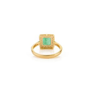 Anillo de Compromiso de Oro Amarillo Real de 14K con Esmeralda y Diamantes, Diseño Clásico de Alta Calidad, Proveedor de Joyería con Piedras Preciosas - Product Image 6