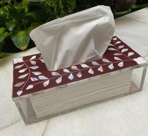 Fournisseur indien Élégant distributeur de serviettes en bois incrusté de nacre pour les réglages de table modernes de l'exportateur indien - Product Image 6