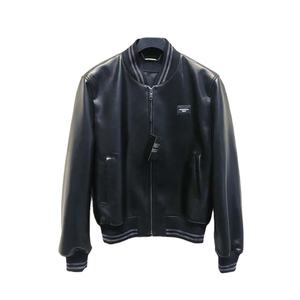 แจ็กเก็ตผ้าใบหนังแท้สำหรับผู้ชาย, เสื้อเบสบอลมี2023มาใหม่ยาวปกติคอพับลงได้กันลม - Product Image 1