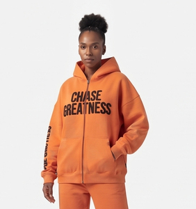 Ladies <b>Zipper</b> Puff Printed Hoodie Polyester/Cotton Fleece Breathable Eco-Friendly Quick Dry Winter Casual Wear Streetwear Long - Product Image 4