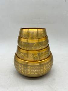 Singing Bowl with Textured Hammered Surface and Intricate Center Design Viewed From Top-Down different color available - Product Image 2