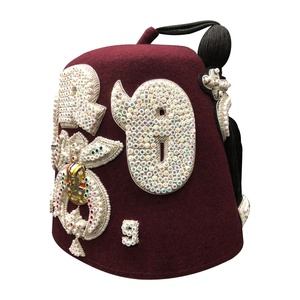 แบรนด์ใหม่2023 qrq shriner fezzes | รูปแบบใหม่ปักด้วยมือออกแบบเองและชื่อ Maroon fezzes - Product Image 2
