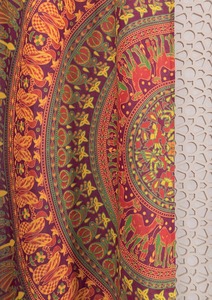 Paneles de Cortina Mandala Color Granate con Diseño de Elefante, Estilo Bohemio Hindú, Artesanía Popular India - Product Image 4