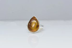 Anillo de plata con ámbar báltico, anillo de plata de ley 925, regalo de aniversario, boda, cumpleaños para ella - Product Image 3