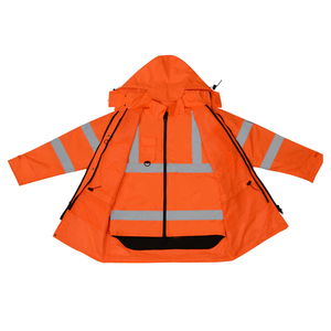 Chaqueta de Seguridad Impermeable de Alta Visibilidad, Reflectante, Color Naranja, Ropa de Trabajo, Ropa Protectora para la Construcción, Equipo de Protección Personal Resistente para Hombre - Product Image 3