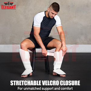 White Color OEM Service Best Supplier Durable Lightweight Boxing MMA Shin Guards Leather Hook and Loop Protective Boxing Gear - Product Image 4