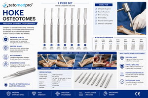 Ensemble d'instruments chirurgicaux orthopédiques HOKE Osteotomes de 3 mm à 16 mm ZETOMEDPRO MA-13-596-602 Manuel - Product Image 4