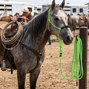 Laisse d'entraînement professionnelle verte tressée avec muserolle à attache rapide, cordon de qualité supérieure et connexions renforcées intégrées - Product Image 3