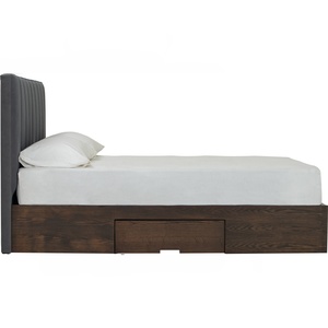 Modern Upholstered <b>Panel</b> Bed Fabric <b>Headboard</b> Platform Bed Wood Storage Drawer Bed Frame - Product Image 3