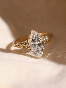 <b>Nature</b> <b>Inspired</b> Lab Grown 2.00CT Marquise Cut Diamond Solitaire <b>Ring</b> For Women's 14K Solid Gold Surprise Wedding Gift For Lover - Product Image 3