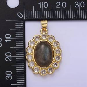 Pendentif ovale en labradorite, argent sterling 925 plaqué or 14 carats, pierre précieuse naturelle, bijou élégant, cadeau - Product Image 6