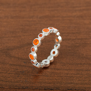 Solid 925 Sterling <b>Silver</b> Eternity Band <b>Ring</b> With Carnelian Gemstones Bezel <b>Set</b> Classic Women's Everyday Wear Fine <b>Ring</b> Jewelry - Product Image 5