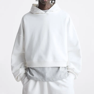 Sudadera con Capucha Extra Grande Blanca para Hombre, Sudadera Informal de Color Sólido, Sudadera Deportiva de Punto con Capucha, Poliéster/Algodón para Invierno - Product Image 6