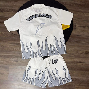 ชุดเซ็ตเสื้อเชิ้ตโพลีเอสเตอร์น้ำหนักเบาและกางเกงขาสั้นไนลอนลำลองสำหรับผู้ชายรุ่นใหม่ปี 2025 ชุดวอร์มกันลมสองชิ้น ชุดฤดูร้อนสำหรับผู้ชาย - Product Image 4