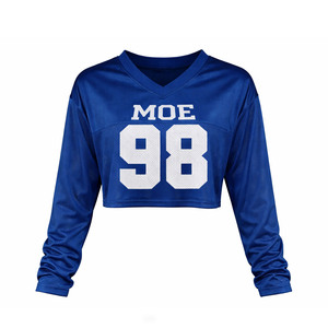 Maillot de football américain court pour femme en maille polyester à manches longues, style streetwear, respirant, personnalisable, OEM, marque privée - Product Image 4