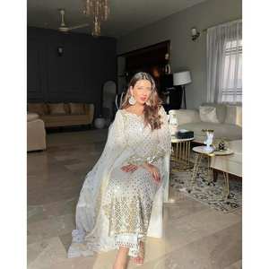 Conjunto superior e inferior de mujer de diseñador con Dupatta para ropa de fiesta - Product Image 6