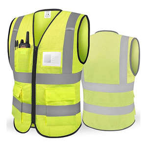 Vêtements de travail de haute visibilité sur mesure avec logo, poches et bande réfléchissante, polyester respirant et antibactérien - Product Image 1