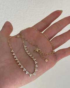 Collier ras du cou en or 14 carats avec 3 diamants de laboratoire ronds de 1,60 ct, chaîne maille trombone, 15 pouces, pour superposition, vente en gros, fabricant - Product Image 6