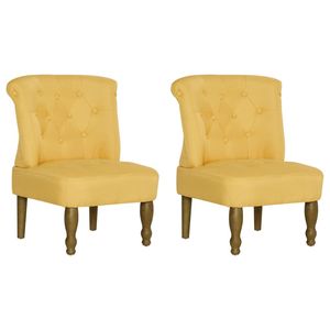 Set di 2 sedie da soggiorno in tessuto giallo stile francese - Product Image 2