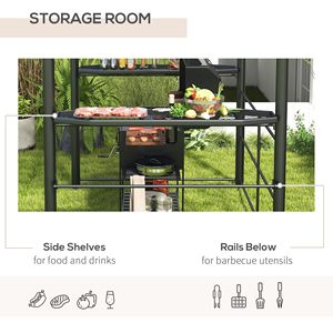 Pergola d'extérieur en aluminium avec toit ventilé en polycarbonate 8x5, abri de jardin avec étagères latérales pour grillades et pergola - Product Image 5