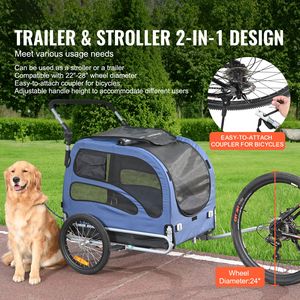 Rimorchio per Bicicletta in Alluminio per Cani, Capacità 100 Libbre, Passeggino 2-in-1 per Animali Domestici, Facile da Piegare, Sgancio Rapido - Product Image 2