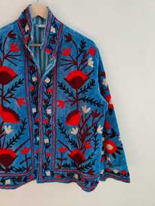 Handmade Velvet Suzani Embroidered <b>Jacket</b> Handmade Ethnic <b>Jacket</b> Floral Suzani <b>Jacket</b> Pure Velvet <b>Jacket</b> Boho <b>Hippie</b> - Product Image 4