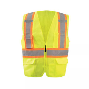 Chaleco de Seguridad de Alta Visibilidad, Malla Reflectante Amarilla y Naranja, Ropa de Trabajo con Bolsillos y Cierre de Cremallera - Product Image 2